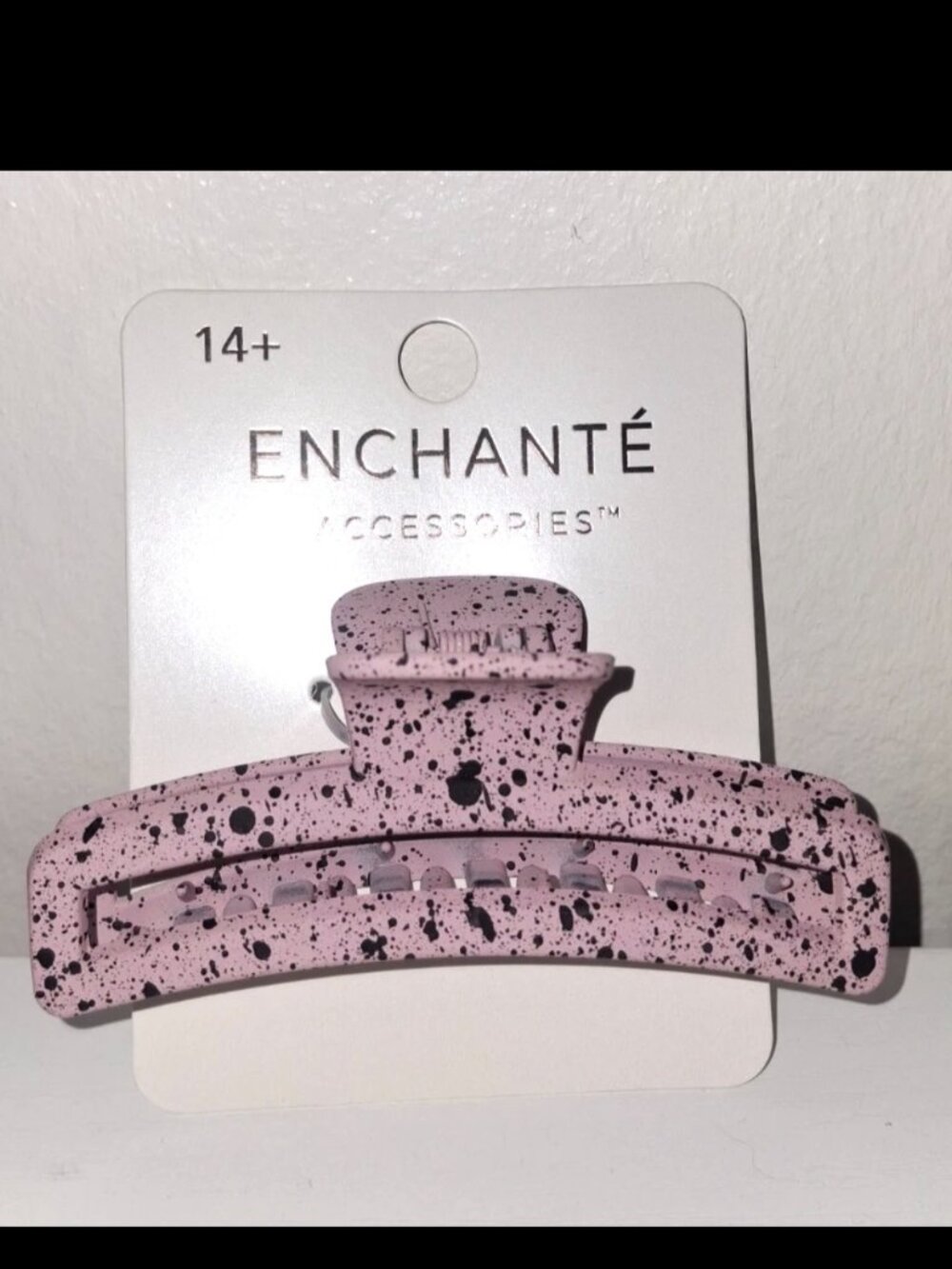 Enchante Accessories Hair Claw Clip Pink Speckled Matte Strong Hold Trendy